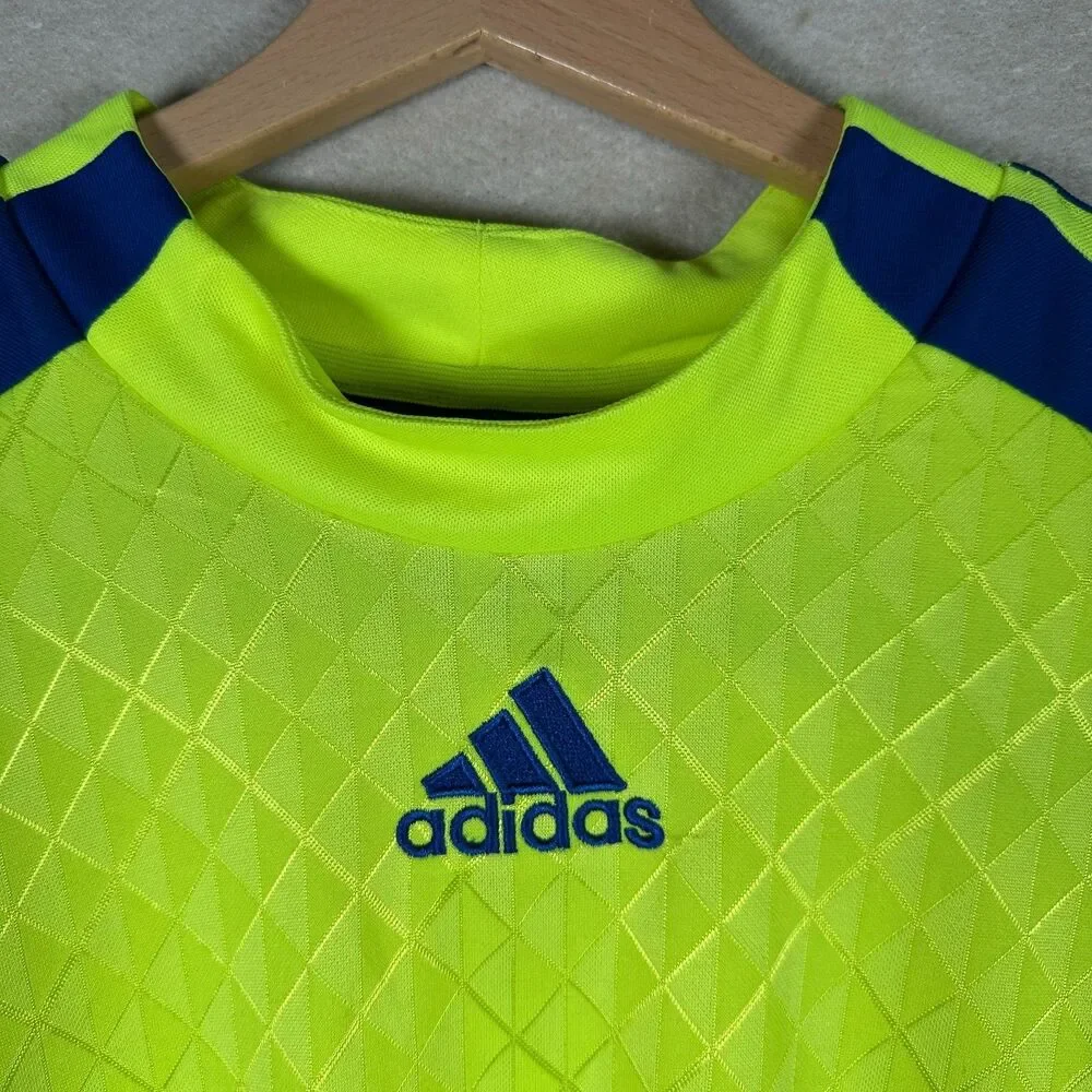 Adidas Soccer Jersey Shirt Mens Large Neon Green Blue Climacool Performance